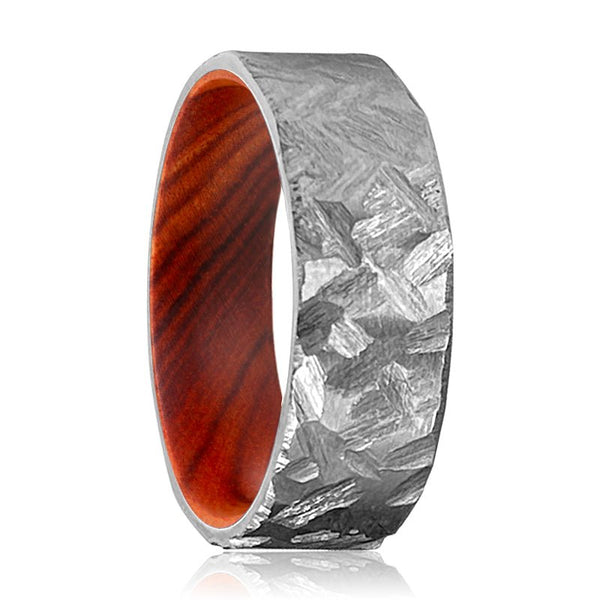 ARTFUL | Iron Wood, Silver Titanium Ring, Hammered, Flat - Rings - Aydins Jewelry - 1