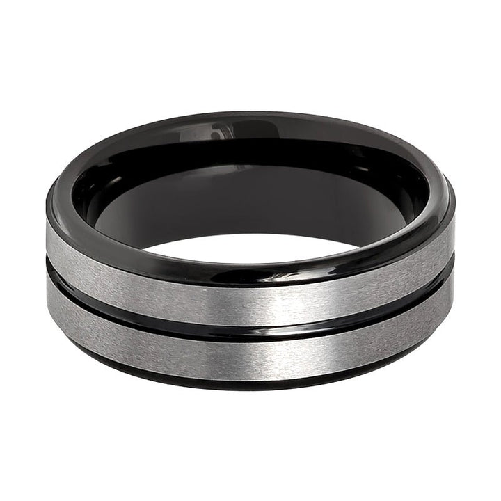 ASHCHIL | Tungsten Ring Two Tone Center Groove - Rings - Aydins Jewelry - 3