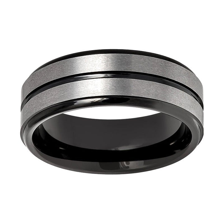 ASHCHIL | Tungsten Ring Two Tone Center Groove - Rings - Aydins Jewelry - 4