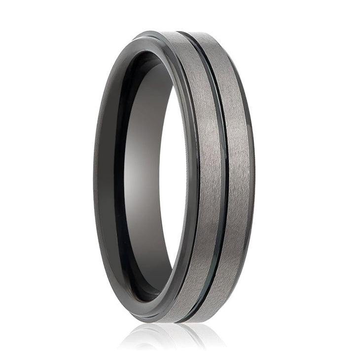 ASHCHIL | Tungsten Ring Two Tone Center Groove - Rings - Aydins Jewelry - 2