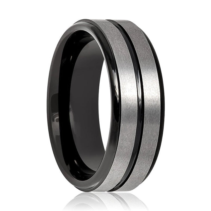 ASHCHIL | Tungsten Ring Two Tone Center Groove - Rings - Aydins Jewelry - 1