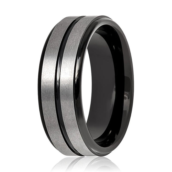ASHCHIL | Tungsten Ring Two Tone Center Groove - Rings - Aydins Jewelry - 5