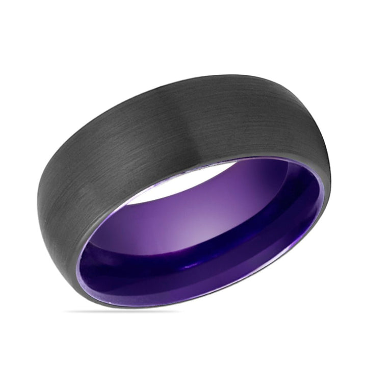 ASTER | Purple Ring, Black Tungsten Ring, Brushed, Domed - Rings - Aydins Jewelry - 2