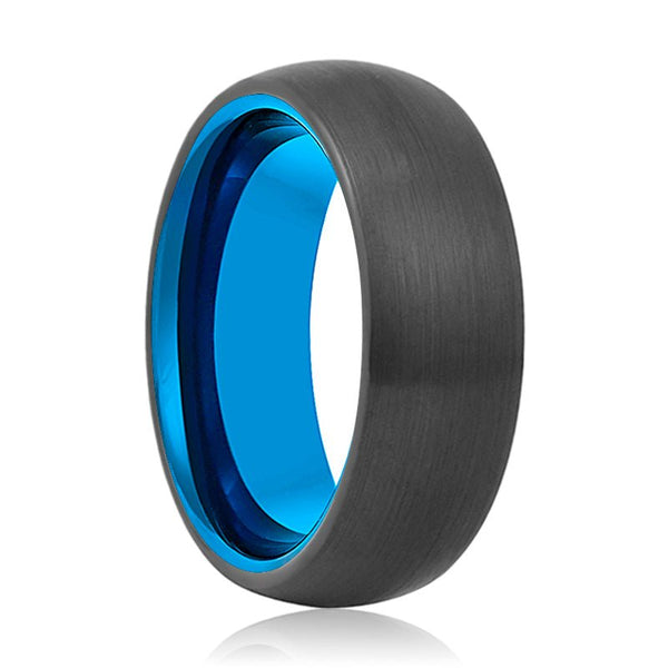 ATASI | Blue Tungsten Ring Black Domed - Rings - Aydins Jewelry - 1