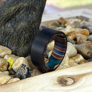 ATLAS | Black Flat Tungsten Ring Multi Color Box - Rings - Aydins Jewelry - 3