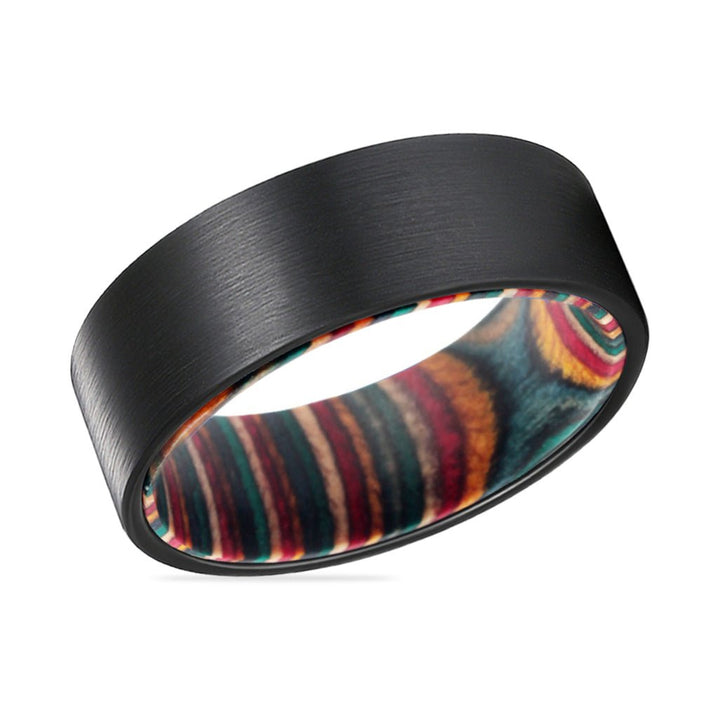 ATLAS | Black Flat Tungsten Ring Multi Color Box - Rings - Aydins Jewelry - 2