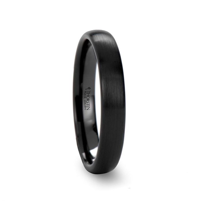 ATTOR | Black Ceramic Ring, Brushed Domed, 2mm, 4mm, 6mm - Rings - Aydins Jewelry - 1