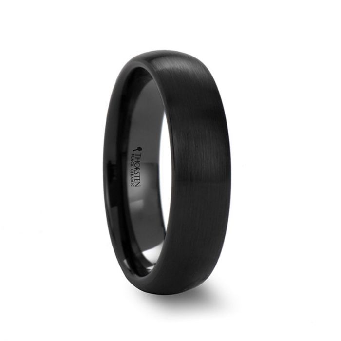 ATTOR | Black Ceramic Ring, Brushed Domed, 2mm, 4mm, 6mm - Rings - Aydins Jewelry - 2
