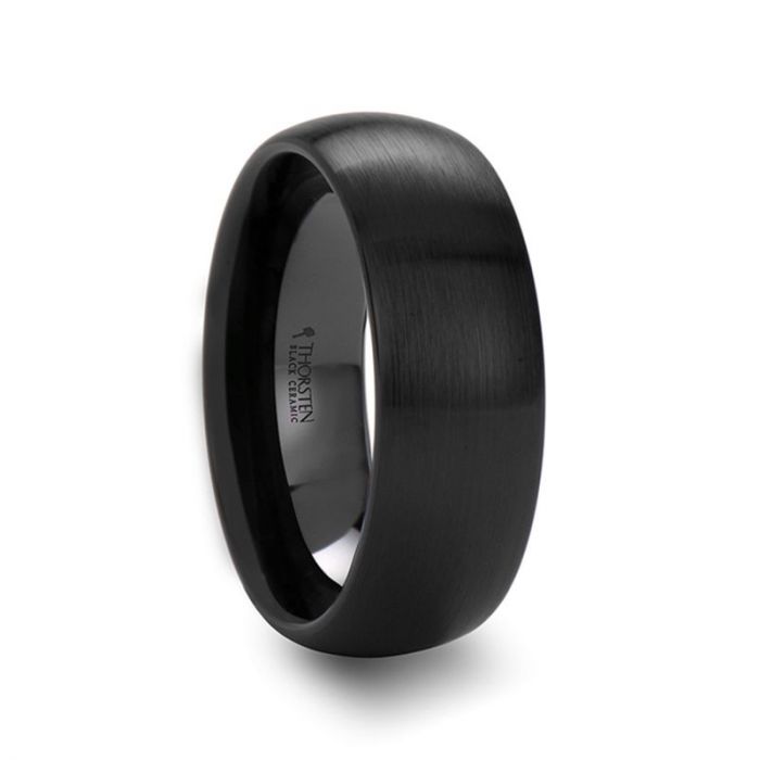 ATTOR | Black Ceramic Ring, Brushed Domed, 2mm, 4mm, 6mm - Rings - Aydins Jewelry - 3