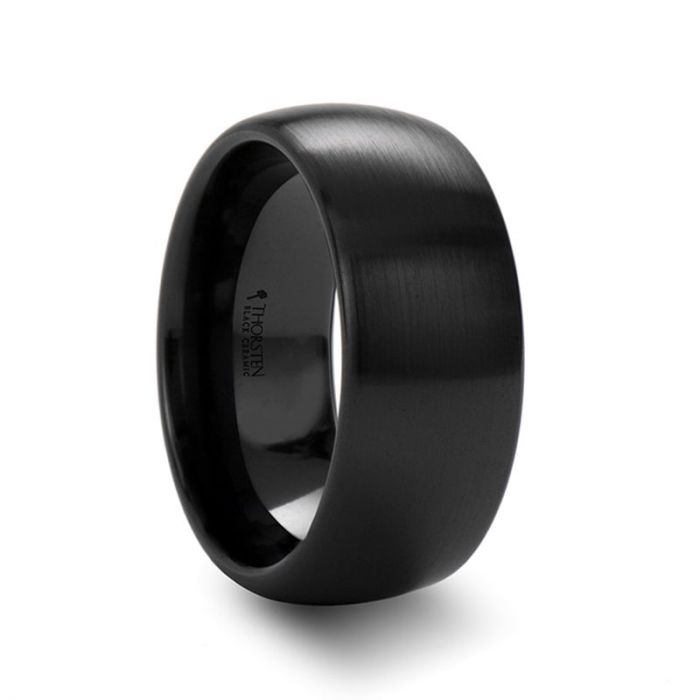 ATTOR | Black Ceramic Ring, Brushed Domed, 8mm, 10mm, 12mm - Rings - Aydins Jewelry - 1