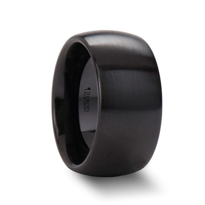 ATTOR | Black Ceramic Ring, Brushed Domed, 8mm, 10mm, 12mm - Rings - Aydins Jewelry - 2