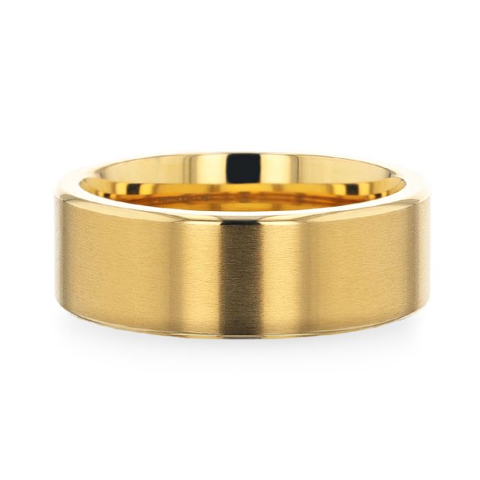 AURELIANO | Gold Titanium Ring, Brushed, Beveled - Rings - Aydins Jewelry - 3
