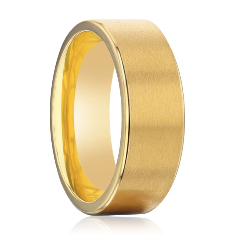 AURELIANO | Gold Titanium Ring, Brushed, Beveled - Rings - Aydins Jewelry