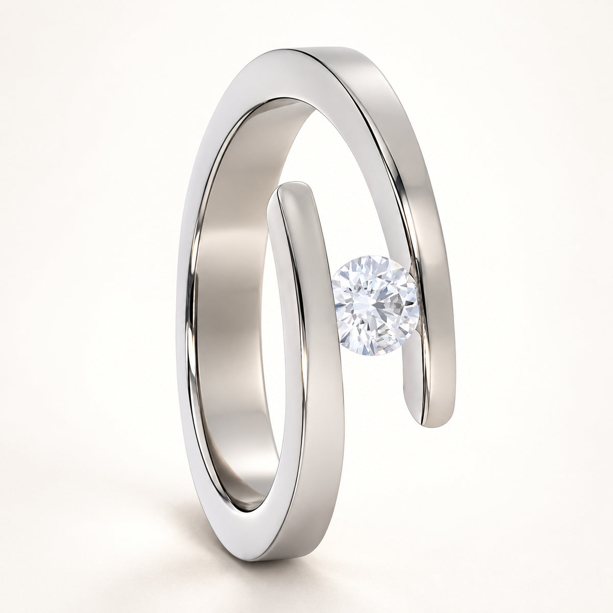 ANNA titanium tension-set diamond band, hero