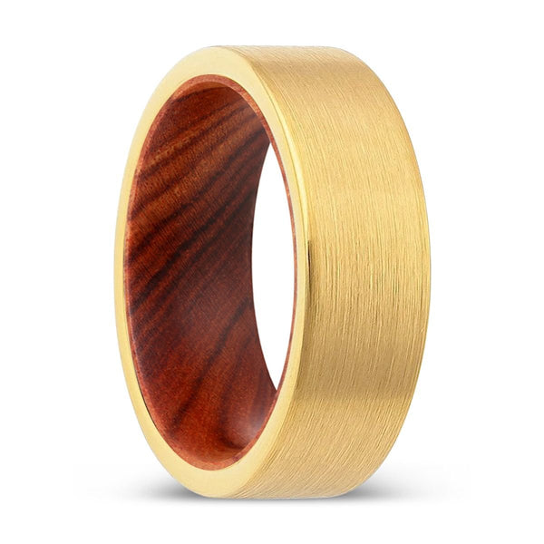 AZALEA | IRON Wood, Gold Tungsten Ring, Brushed, Flat - Rings - Aydins Jewelry - 1