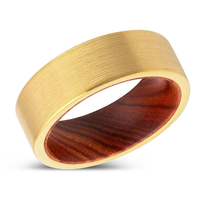 AZALEA | IRON Wood, Gold Tungsten Ring, Brushed, Flat - Rings - Aydins Jewelry - 2