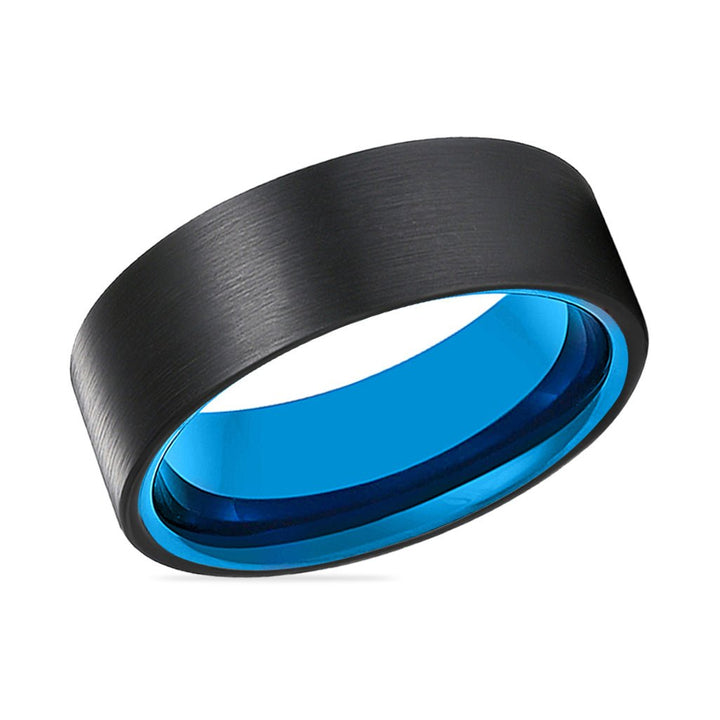 AZURA | Blue Tungsten Ring Black Brushed Flat - Rings - Aydins Jewelry - 2