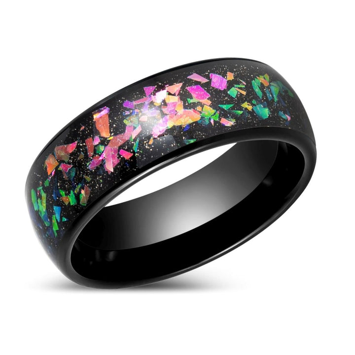 BALATON | Black Tungsten Ring with Synthetic Opal Inlay - Rings - Aydins Jewelry - 2