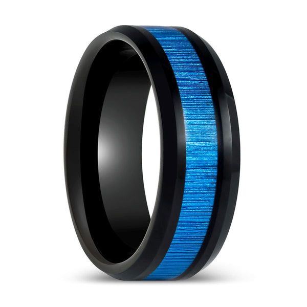 BAMBOOZLE | Black Tungsten Ring, Bamboo Grain Fiber Inlay - Rings - Aydins Jewelry - 1