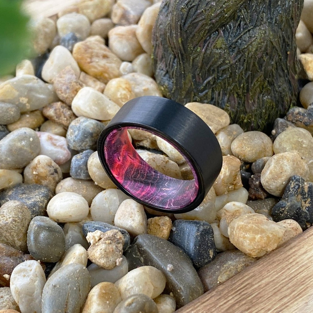 BARK | Black & Red Wood, Black Flat Brushed Tungsten - Rings - Aydins Jewelry - 5