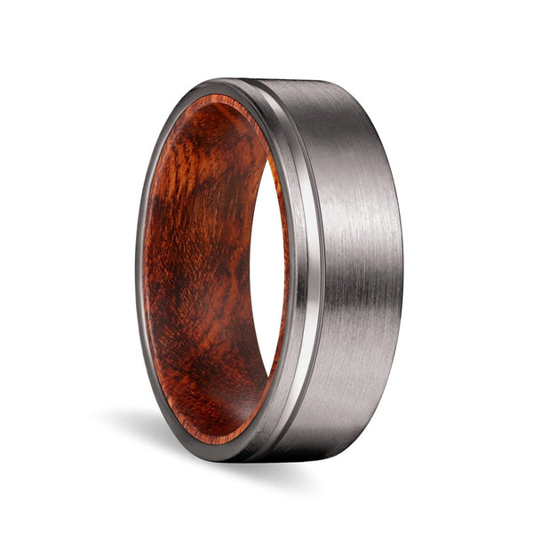BASHE | Snake Wood, Gunmetal Tungsten Offset Groove - Rings - Aydins Jewelry