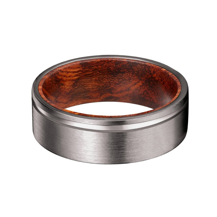 BASHE | Snake Wood, Gunmetal Tungsten Offset Groove - Rings - Aydins Jewelry - 3