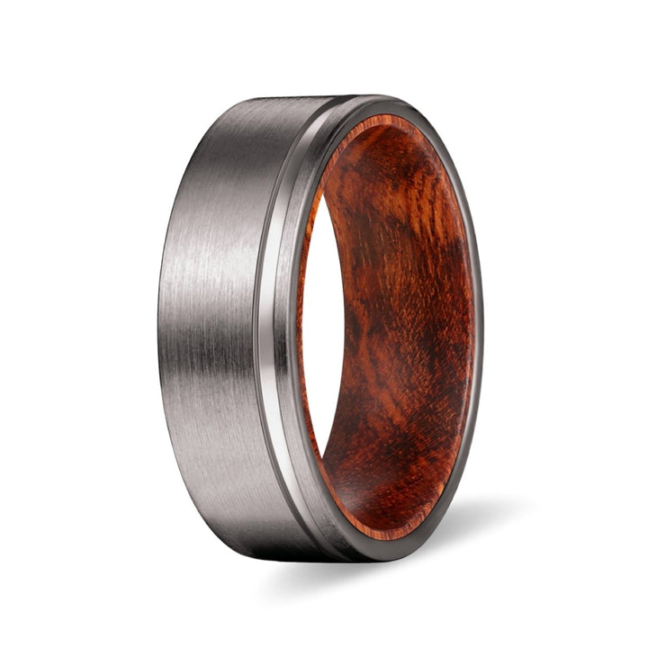 BASHE | Snake Wood, Gunmetal Tungsten Offset Groove - Rings - Aydins Jewelry - 2