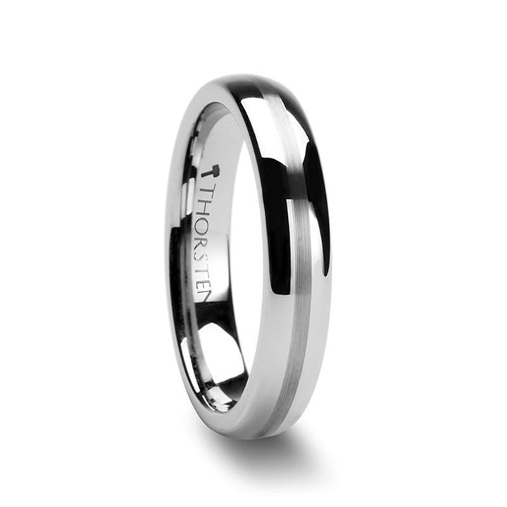 BELLATOR | Silver Tungsten Ring, Brushed Stripe, Domed, 4mm, 6mm, 7mm, 8mm - Rings - Aydins Jewelry - 2