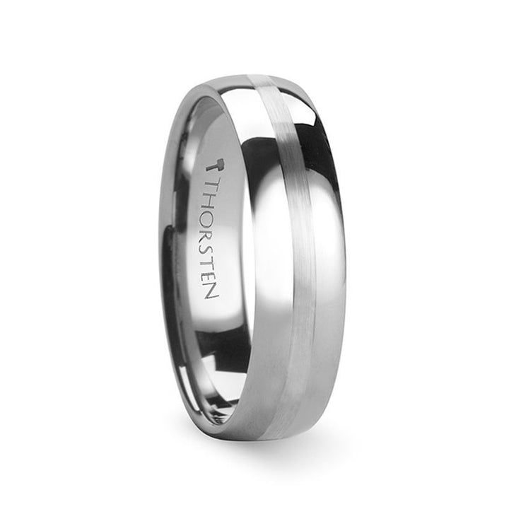 BELLATOR | Silver Tungsten Ring, Brushed Stripe, Domed, 4mm, 6mm, 7mm, 8mm - Rings - Aydins Jewelry - 3
