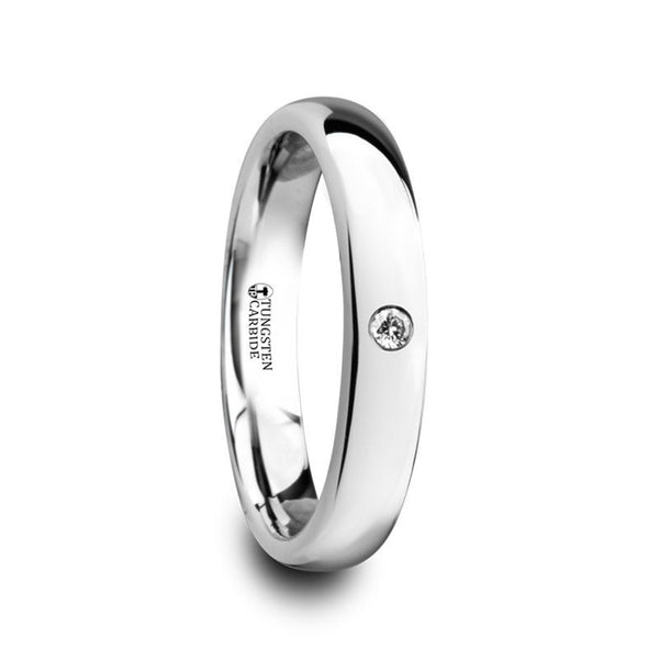BERKSHIRE | Women's Silver Tungsten Ring, Diamond, Domed - Rings - Aydins Jewelry - 1