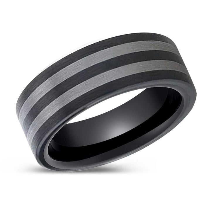BETA | Ceramic Ring, Tungsten Inlay, Flat Brushed Edges - Rings - Aydins Jewelry - 2