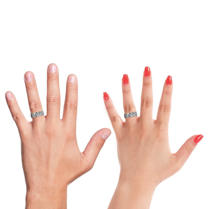 BIGBLUE | Blue Ring, Silver Titanium Ring, Hammered, Flat - Rings - Aydins Jewelry - 4