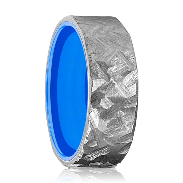 BIGBLUE | Blue Ring, Silver Titanium Ring, Hammered, Flat - Rings - Aydins Jewelry - 1