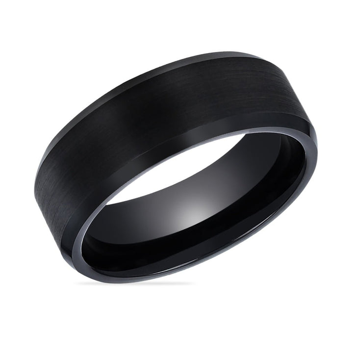 BLACKJACK | Black Ring, Black Tungsten Ring, Brushed, Beveled - Rings - Aydins Jewelry - 2