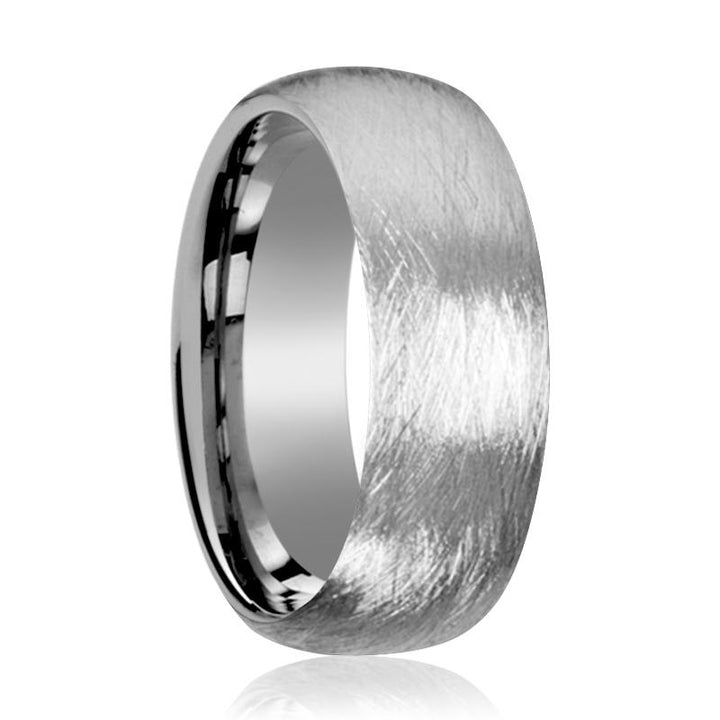 BLACKWALD | Silver Tungsten Ring, Deep Texture Brushed Finish, Domed - Rings - Aydins Jewelry