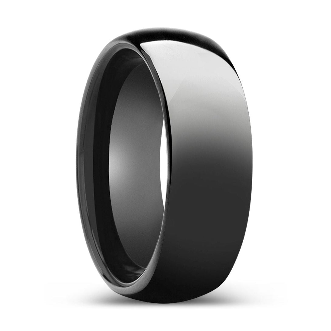 BLISSFUL | Black Ring, Black Tungsten Ring, Shiny, Domed Tungsten - Rings - Aydins Jewelry - 1