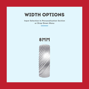 BLUEHAWK — detail view — men's damascus steel wedding ring | Aydins Jewelry