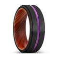BOWRAL | IRON Wood, Black Tungsten Ring, Purple Groove, Stepped Edge - Rings - Aydins Jewelry - 1