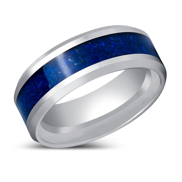 BOYDTON | Silver Tungsten Ring Lapis Lazuli Inlay - Rings - Aydins Jewelry - 2