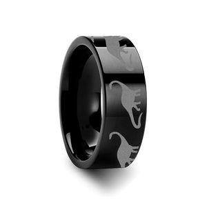 Brachiosaurus Dinosaur Print Engraved Flat Tungste Tungsten Carbide men's wedding band, image 2
