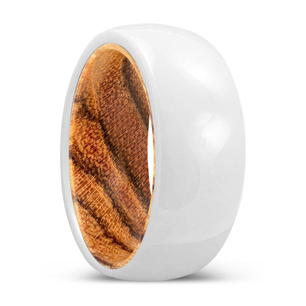 BREEZE | Bocote Wood, White Ceramic Ring, Domed - Rings - Aydins Jewelry - 1