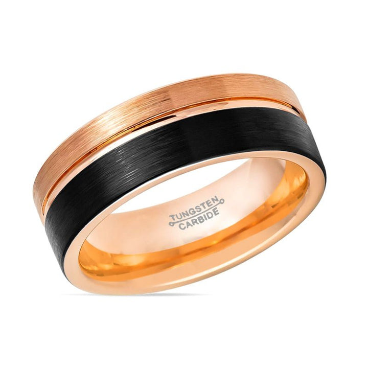 BRENTLEY | Tungsten Ring Rose and Black Groove - Rings - Aydins Jewelry - 2