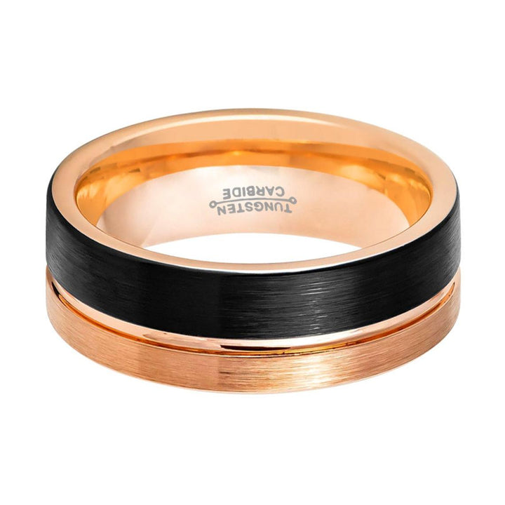 BRENTLEY | Tungsten Ring Rose and Black Groove - Rings - Aydins Jewelry - 3