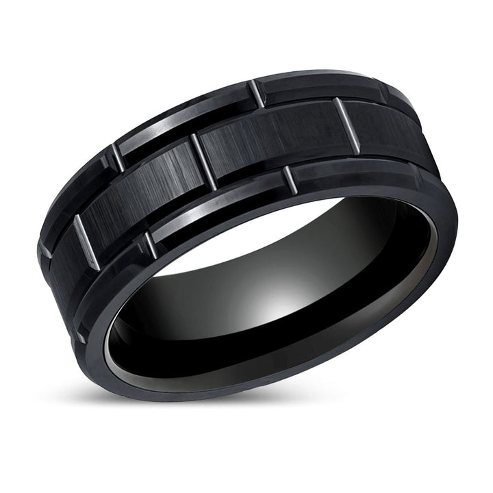 BRICKADE | Black Tungsten Ring with Brick Pattern Design - Rings - Aydins Jewelry - 2