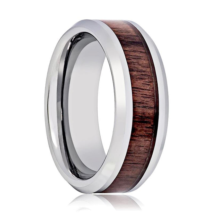 BRUTUS | Tungsten Ring Mahogany Wood Inlay - Rings - Aydins Jewelry