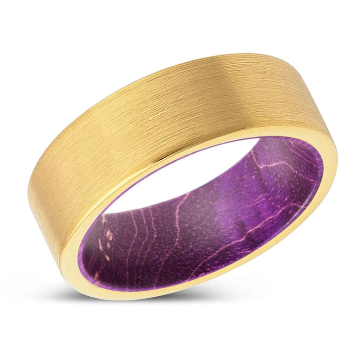 BRYXTON | Purple Wood, Gold Tungsten Ring, Brushed, Flat - Rings - Aydins Jewelry - 2