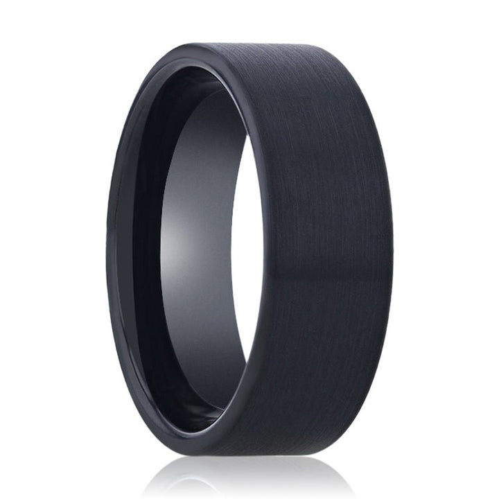 BULLET - Tungsten Ring Black Brushed Flat - Rings - Aydins Jewelry - 1