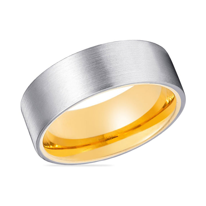 BUMBLE | Gold Ring, Silver Tungsten Ring, Brushed, Flat - Rings - Aydins Jewelry