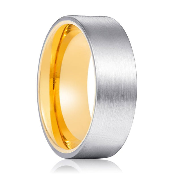 BUMBLE | Gold Ring, Silver Tungsten Ring, Brushed, Flat - Rings - Aydins Jewelry