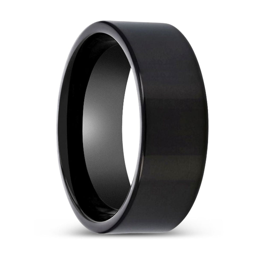 BURNSLEY | Black Ring, Black Tungsten Ring, Shiny, Flat - Rings - Aydins Jewelry - 1